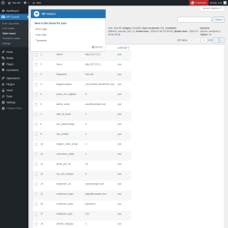 Page screenshot: WP Control  → Table viewer
