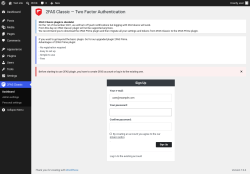 Page screenshot: 2FAS Classic &rarr; Admin settings