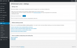 Page screenshot: Settings &rarr; 2Performant Link2