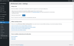 Page screenshot: Settings &rarr; 2Performant Link2