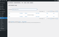 Page screenshot: Settings &rarr; 404 Solution &rarr; Logs
