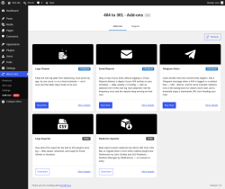 Page screenshot: 404 to 301 &rarr; Add-ons New