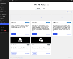 Page screenshot: 404 to 301 &rarr; Add-ons New