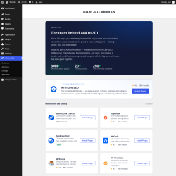 Page screenshot: 404 to 301 &rarr; About Us