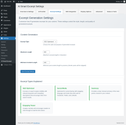 Page screenshot: Settings → AI Smart Excerpt → 
                    Excerpt Settings                
