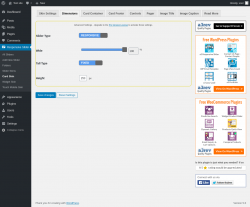 Page screenshot: Responsive Slider &rarr; Card Skin &rarr; Dimensions