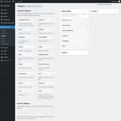 Page screenshot: Widgets &lsaquo; Test site &mdash; WordPress