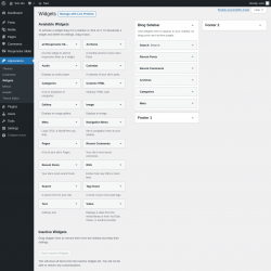 Page screenshot: Widgets &lsaquo; Test site &mdash; WordPress