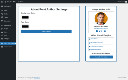 Page screenshot: About Post Author Settings ‹ Test site — WordPress
