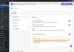Page screenshot: Academy LMS → Settings
