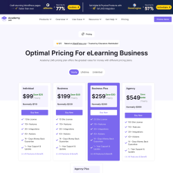 Page screenshot: Academy LMS →  Get Pro