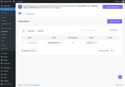 Page screenshot: Academy LMS → Instructors