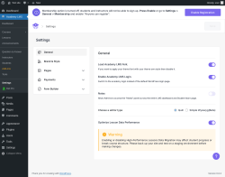 Page screenshot: Academy LMS → Settings