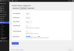 Page screenshot: Settings &rarr; Accelvia Connect &ndash; Floating CTA &rarr; Global Display