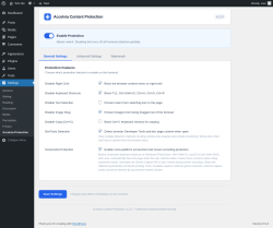 Page screenshot: Settings &rarr; Accelvia Protection