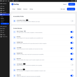 Page screenshot: OneTap &rarr; Modules