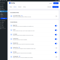Page screenshot: OneTap &rarr; Modules