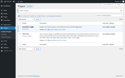 Page screenshot: Plugins &lsaquo; Test site &mdash; WordPress