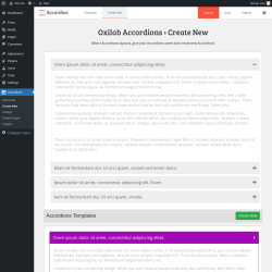 Page screenshot: Accordions &rarr; Create New