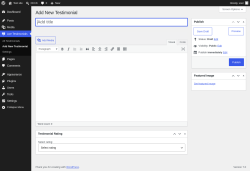 Page screenshot: Ace Testimonials &rarr; Add New Testimonial