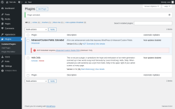 Page screenshot: Plugins ‹ Test site — WordPress