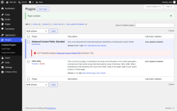 Page screenshot: Plugins &lsaquo; Test site &mdash; WordPress