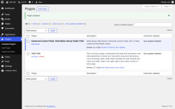 Page screenshot: Plugins &lsaquo; Test site &mdash; WordPress