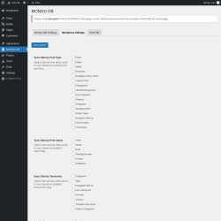 Page screenshot: MONGO DB &rarr; Wordpress Settings