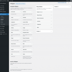 Page screenshot: Widgets &lsaquo; Test site &mdash; WordPress