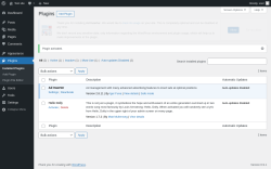 Page screenshot: Plugins &lsaquo; Test site &mdash; WordPress