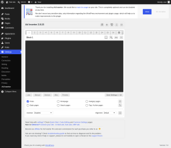 Page screenshot: Settings &rarr; Ad Inserter