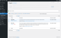 Page screenshot: Plugins ‹ Test site — WordPress