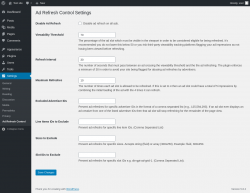 Page screenshot: Settings → Ad Refresh Control
