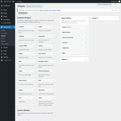 Page screenshot: Widgets &lsaquo; Test site &mdash; WordPress
