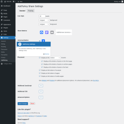 Page screenshot: Settings → AddToAny
