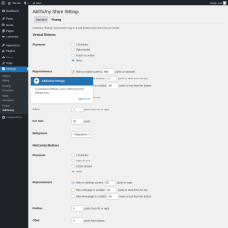Page screenshot: Settings &rarr; AddToAny &rarr; Floating
