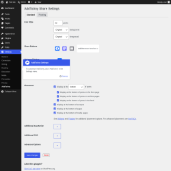 Page screenshot: Settings &rarr; AddToAny