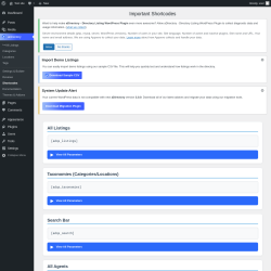 Page screenshot: aDirectory &rarr; Shortcodes