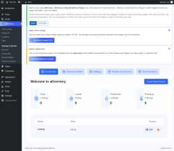 Page screenshot: aDirectory &rarr; Settings & Builder