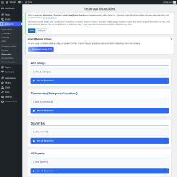 Page screenshot: aDirectory &rarr; Shortcodes