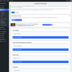 Page screenshot: aDirectory &rarr; Shortcodes