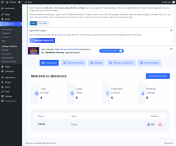 Page screenshot: aDirectory &rarr; Settings & Builder