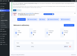 Page screenshot: aDirectory &rarr; Settings & Builder