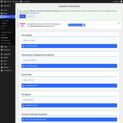Page screenshot: aDirectory &rarr; Shortcodes