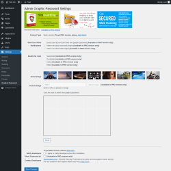 Page screenshot: Graphic Password &lsaquo; Test site &mdash; WordPress