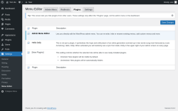 Page screenshot: Settings → Menu Editor → Plugins