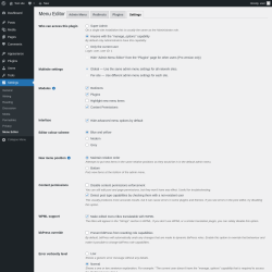 Page screenshot: Settings → Menu Editor → Settings
