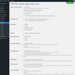 Page screenshot: Settings &rarr; Menu Editor &rarr; Settings