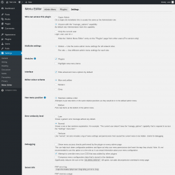 Page screenshot: Settings &rarr; Menu Editor &rarr; Settings