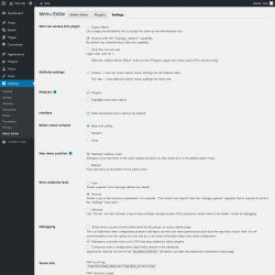 Page screenshot: Settings &rarr; Menu Editor &rarr; Settings